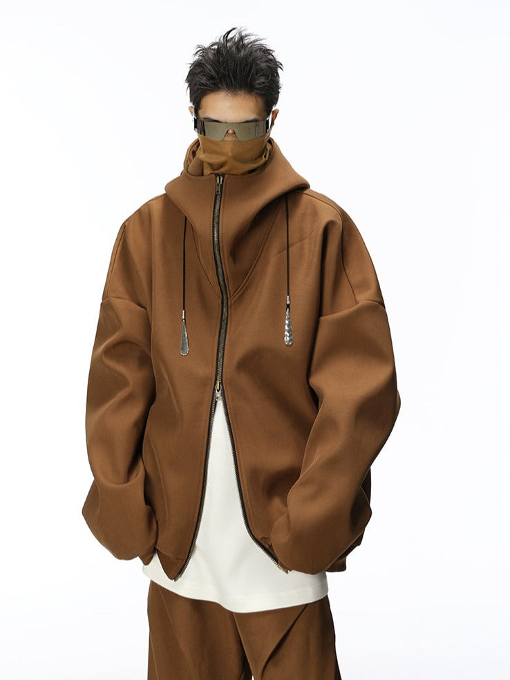 Futuristic Double Zip Hooded Jacket