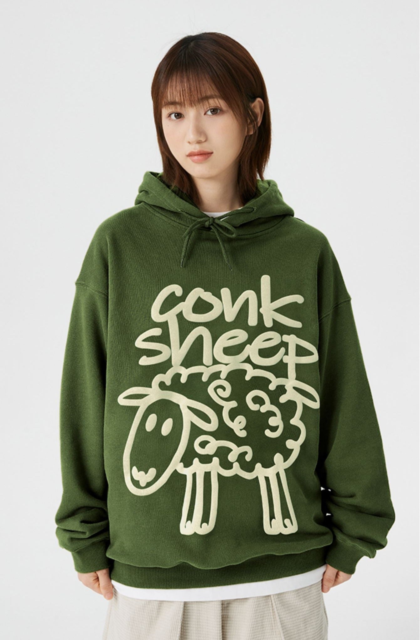 Sheep Puff Print Hoodie