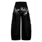 Letter Print Parachute Cargo Pants