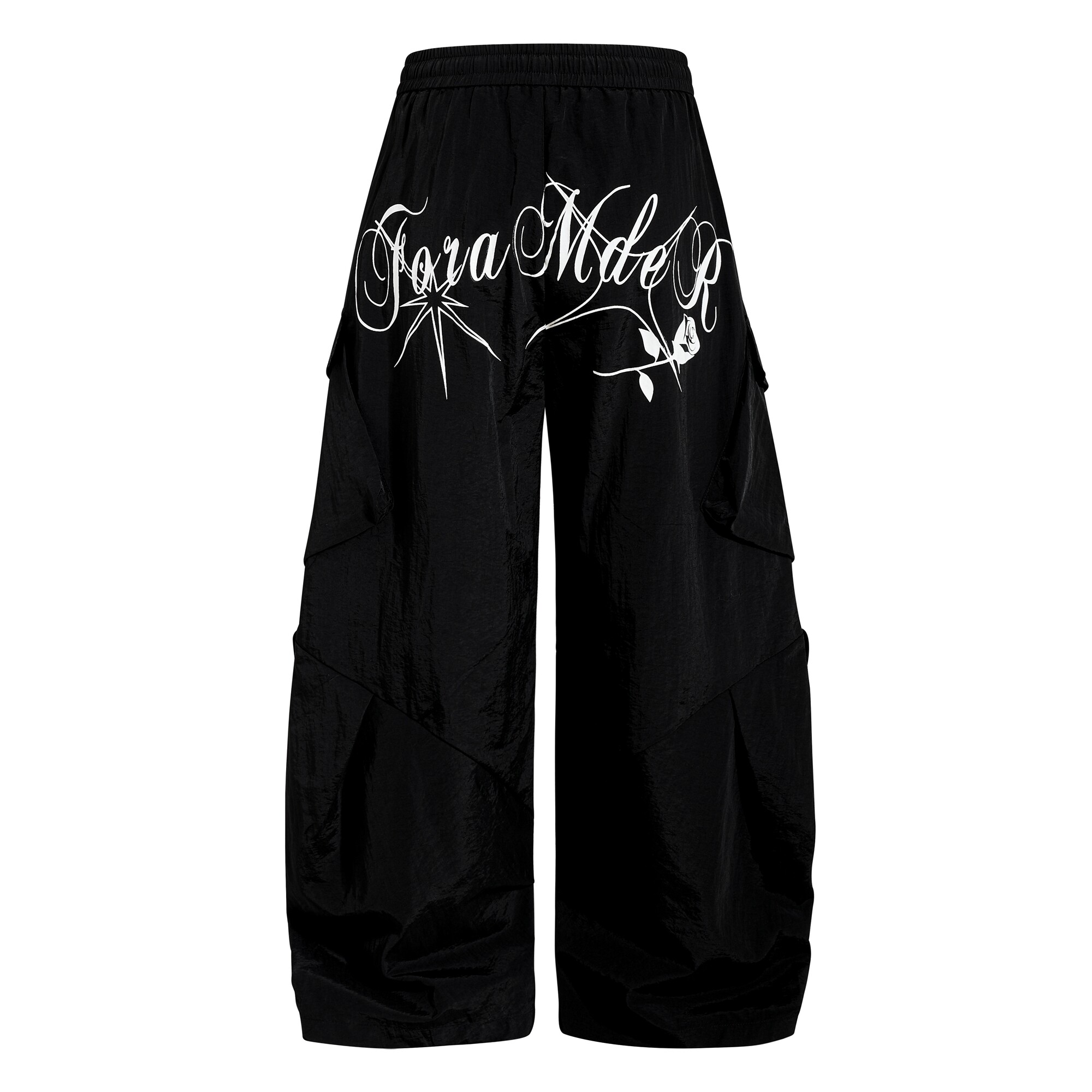 Letter Print Parachute Cargo Pants