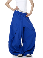 Letter Print Parachute Cargo Pants