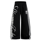 Vintage Letter Print Wide-Leg Sweatpants