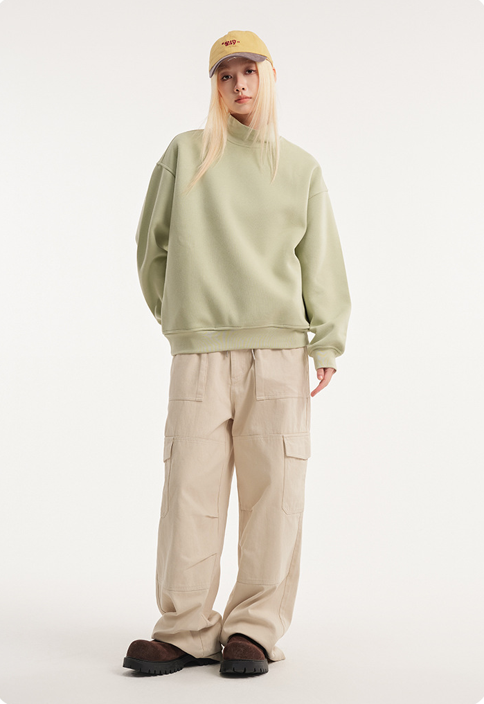 Retro Mock Neck Oversized Sweatshirt