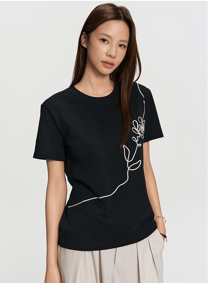 3D Floral Embroidery Tee - COPPING THREADS - RAPPEYE