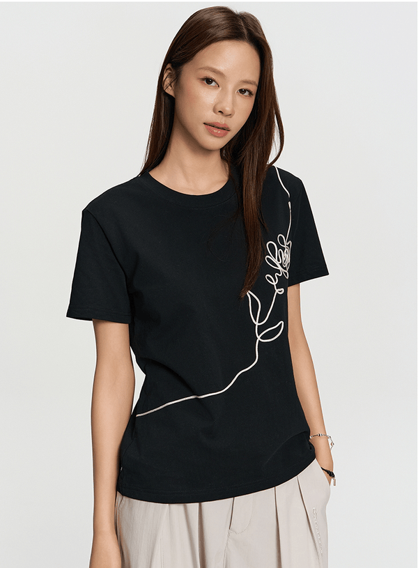 3D Floral Embroidery Tee - COPPING THREADS - RAPPEYE