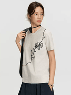 3D Floral Embroidery Tee - COPPING THREADS - RAPPEYE