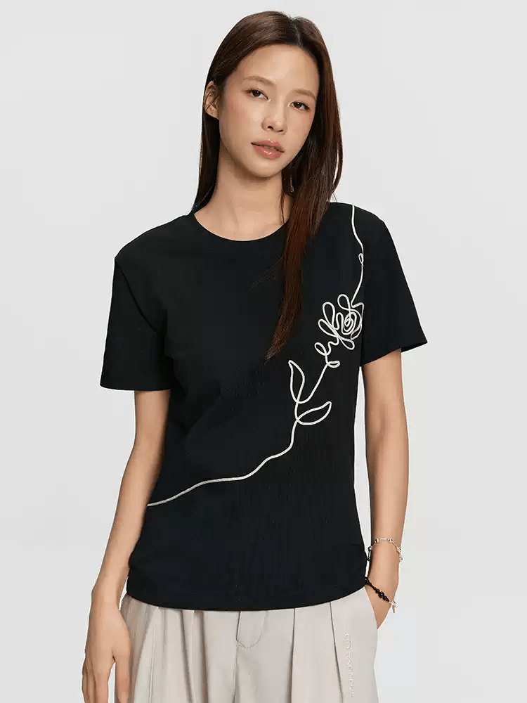 3D Floral Embroidery Tee - COPPING THREADS - RAPPEYE