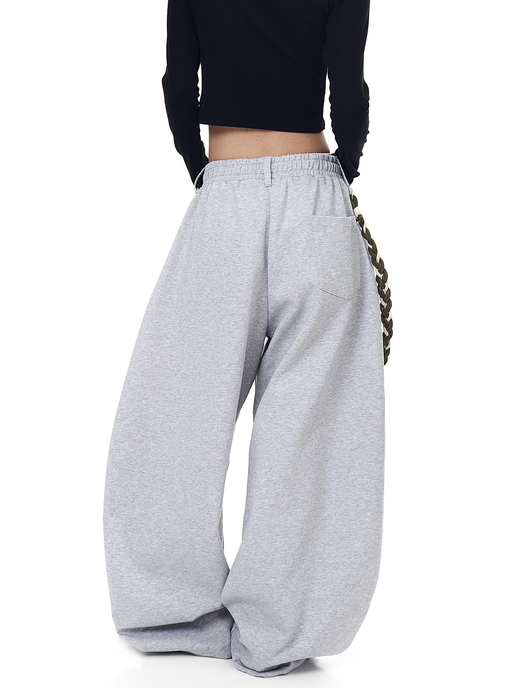 Rope‑Belt Baggy Scythe Sweatpants