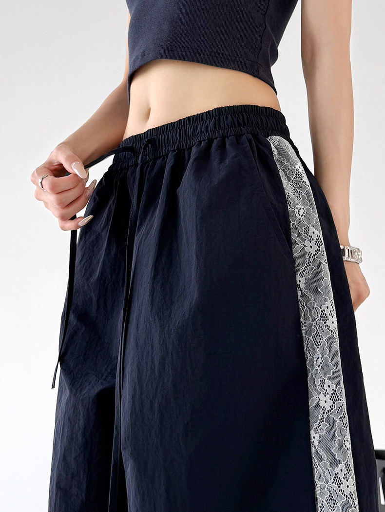 Lace Panel Wide-Leg Pants - CT66127