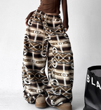 Oversized Fair Isle Stripe Sherpa Pants