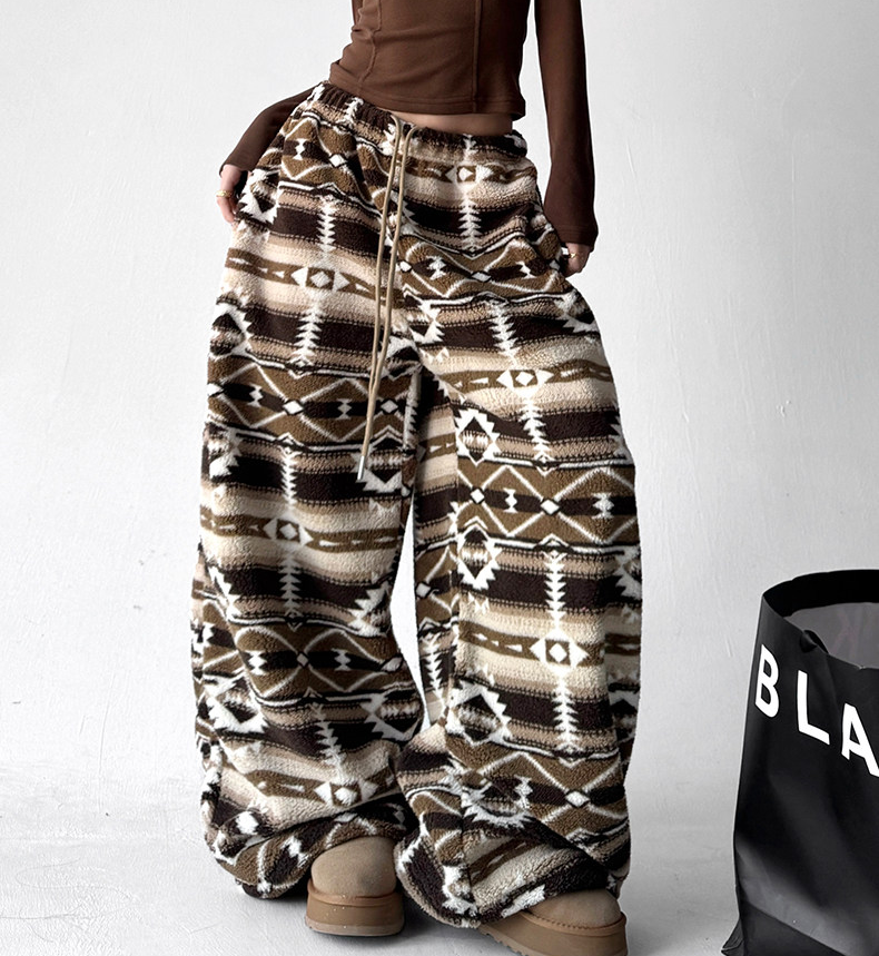 Oversized Fair Isle Stripe Sherpa Pants