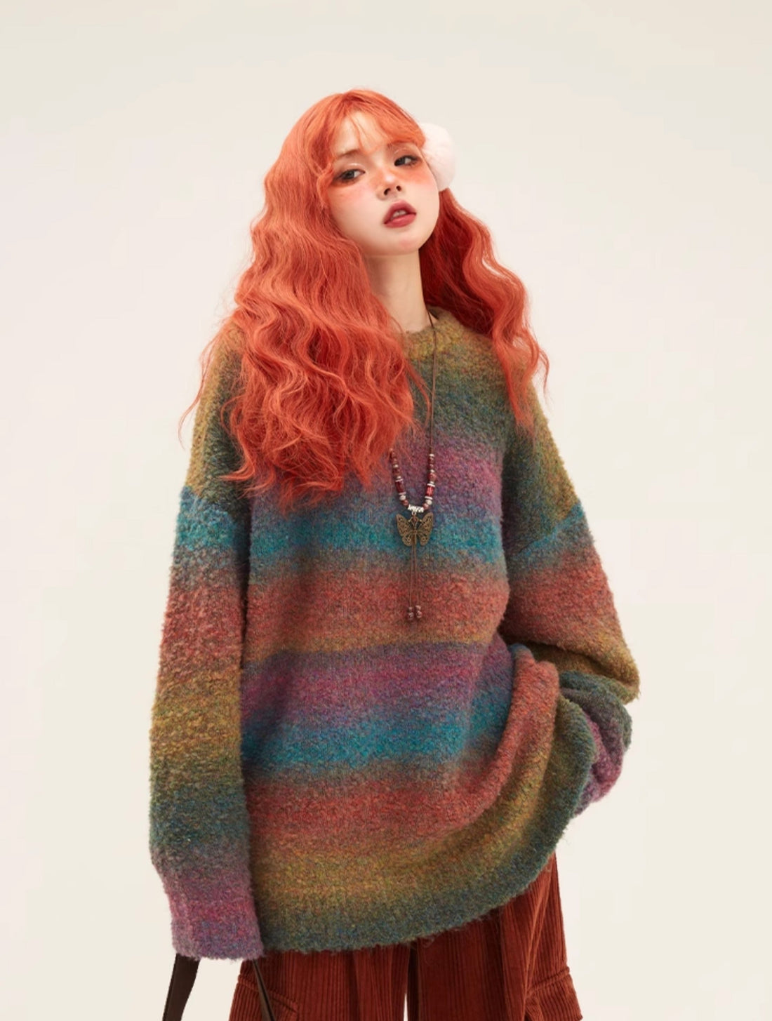 Retro Rainbow Gradient Crew Neck Sweater