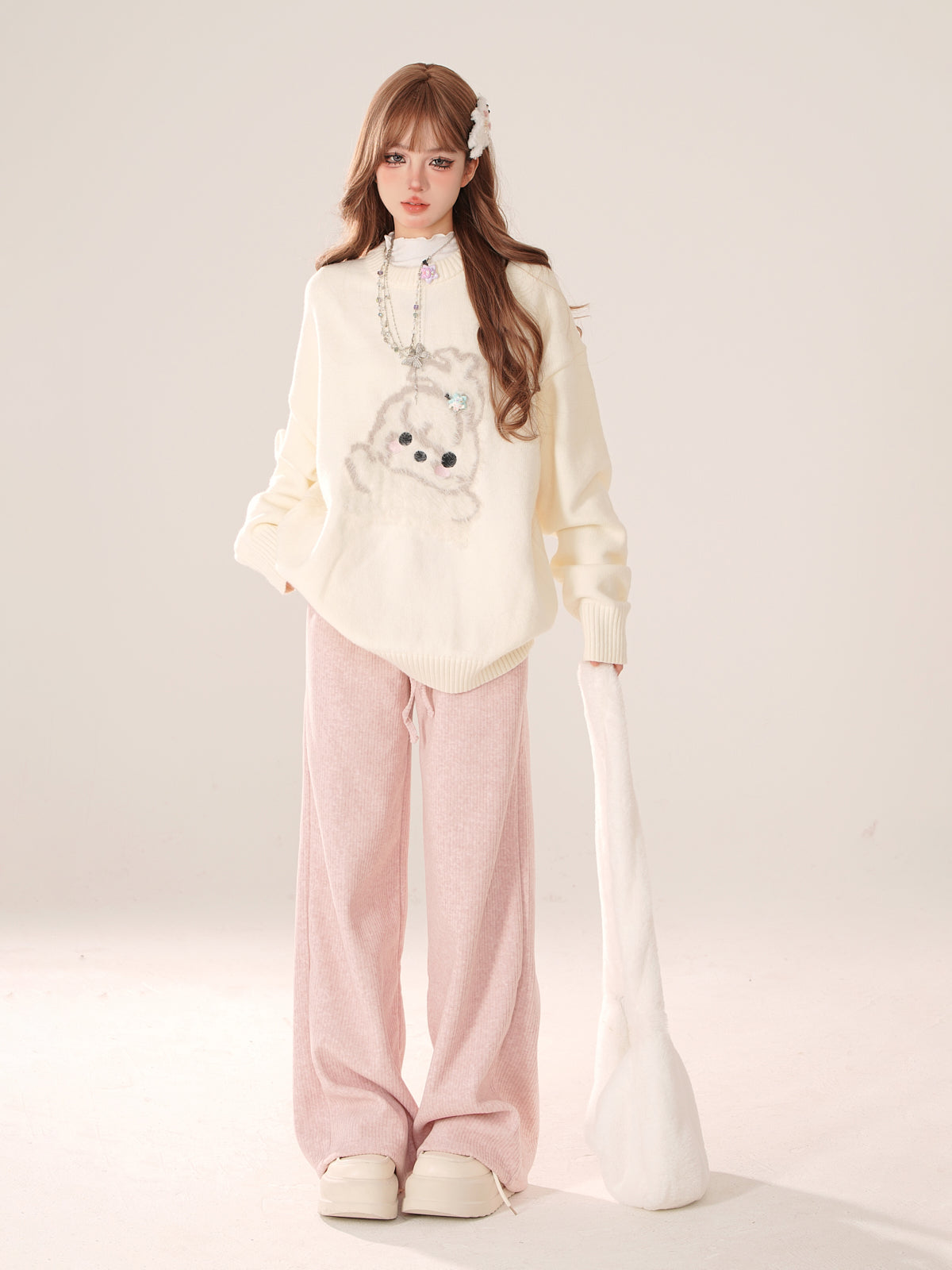 Dainty Rabbit Round Neck Sweater