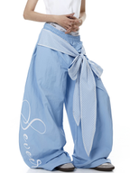 Lace Tie Layered Parachute Pants