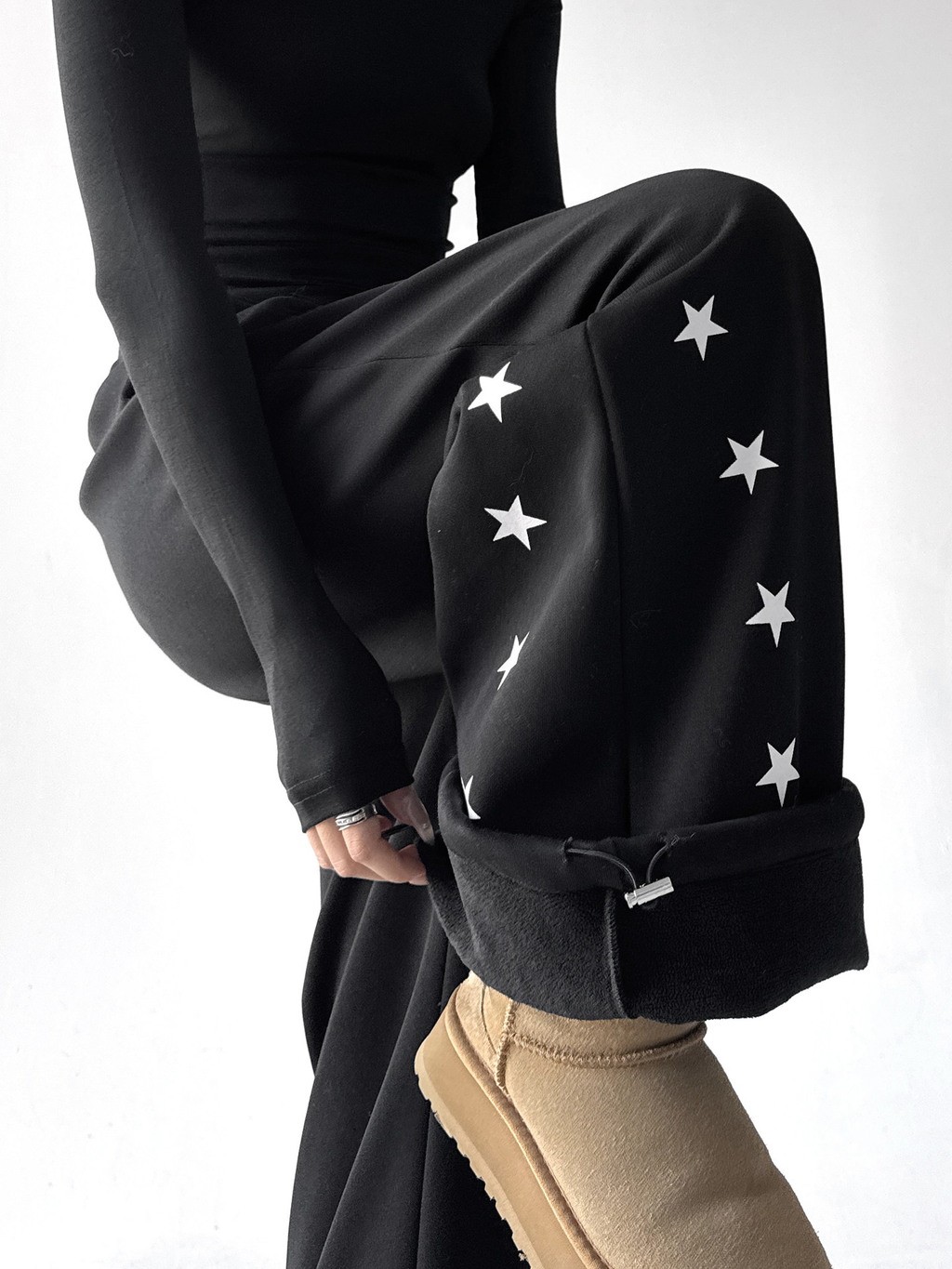 Star Print Fleece-Lined Sweatpants
