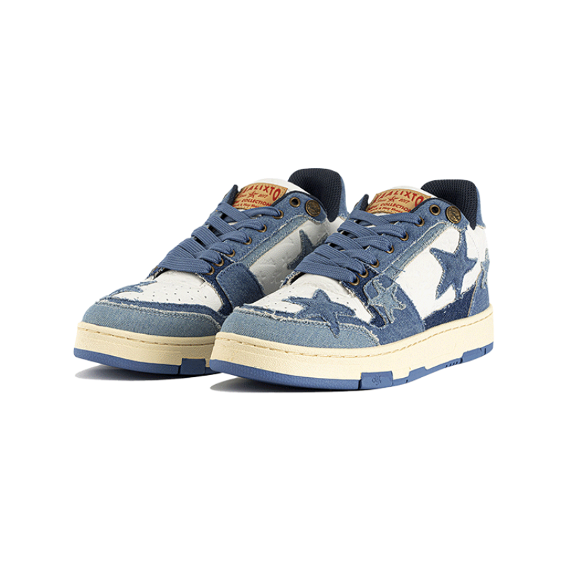 KAALIXTO Blue Denim Star Sneakers