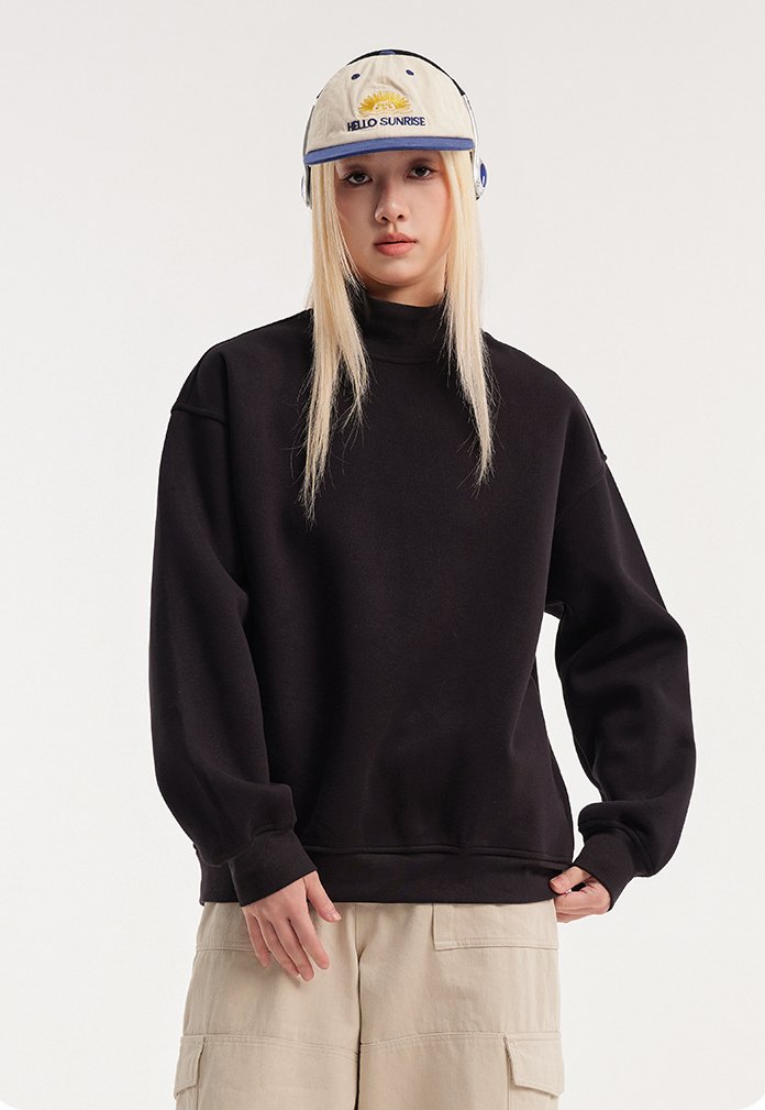 Retro Mock Neck Oversized Sweatshirt