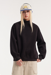Retro Mock Neck Oversized Sweatshirt