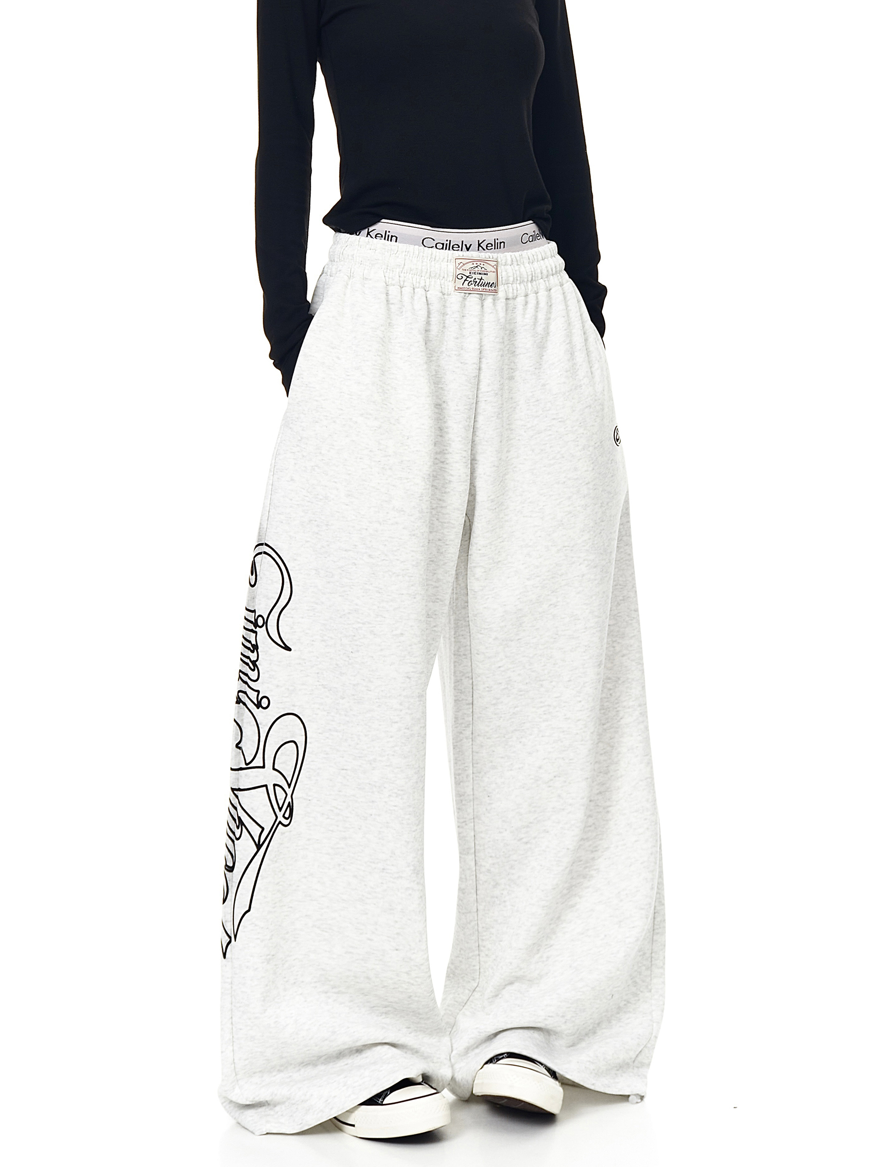 Letter Graphics Wide‑leg Sweatpants