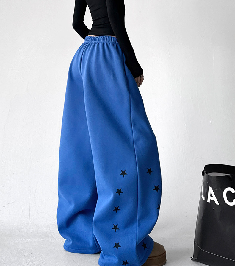 Star Print Fleece-Lined Sweatpants