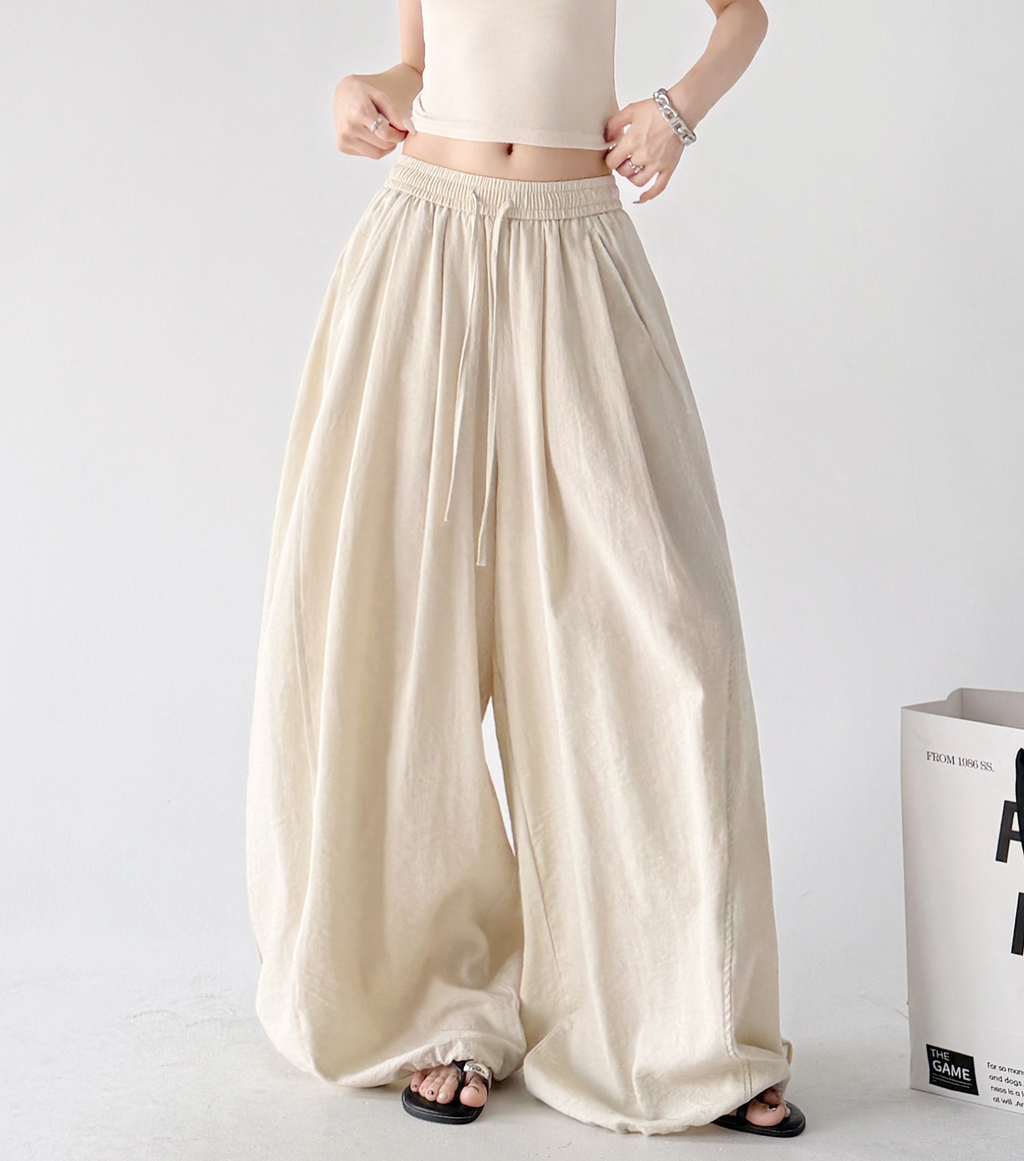 Soft Drape Linen-Blend Wide Leg Pants - CT6234