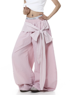 Lace Tie Layered Parachute Pants