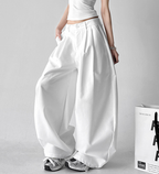Draped Fit Pleated Wide Leg Trousers