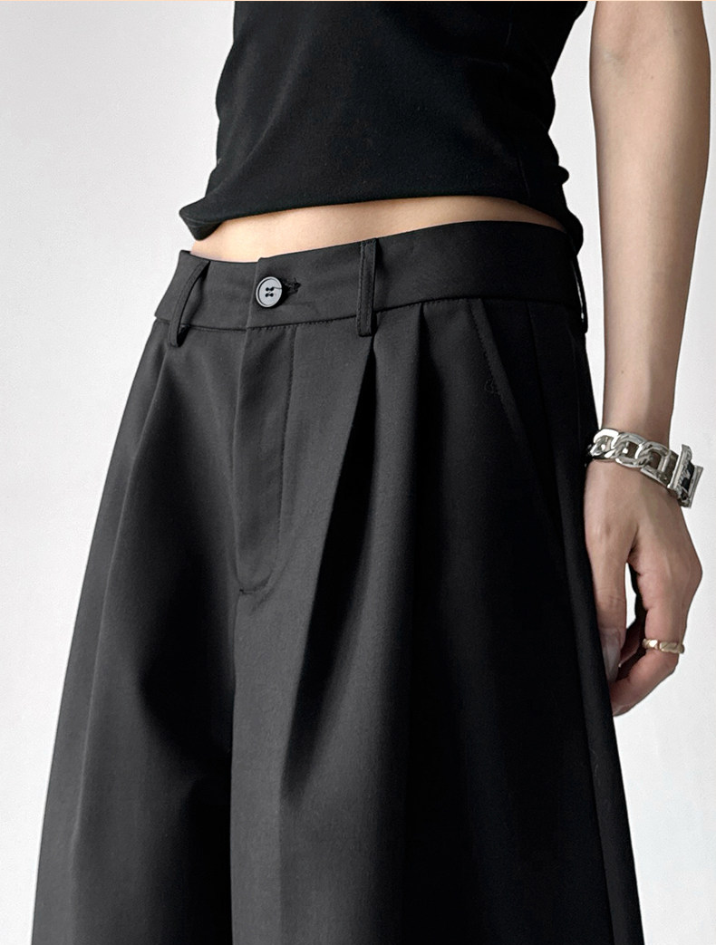 Draped Fit Pleated Wide Leg Trousers