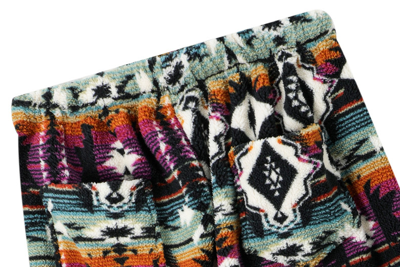 Oversized Fair Isle Stripe Sherpa Pants