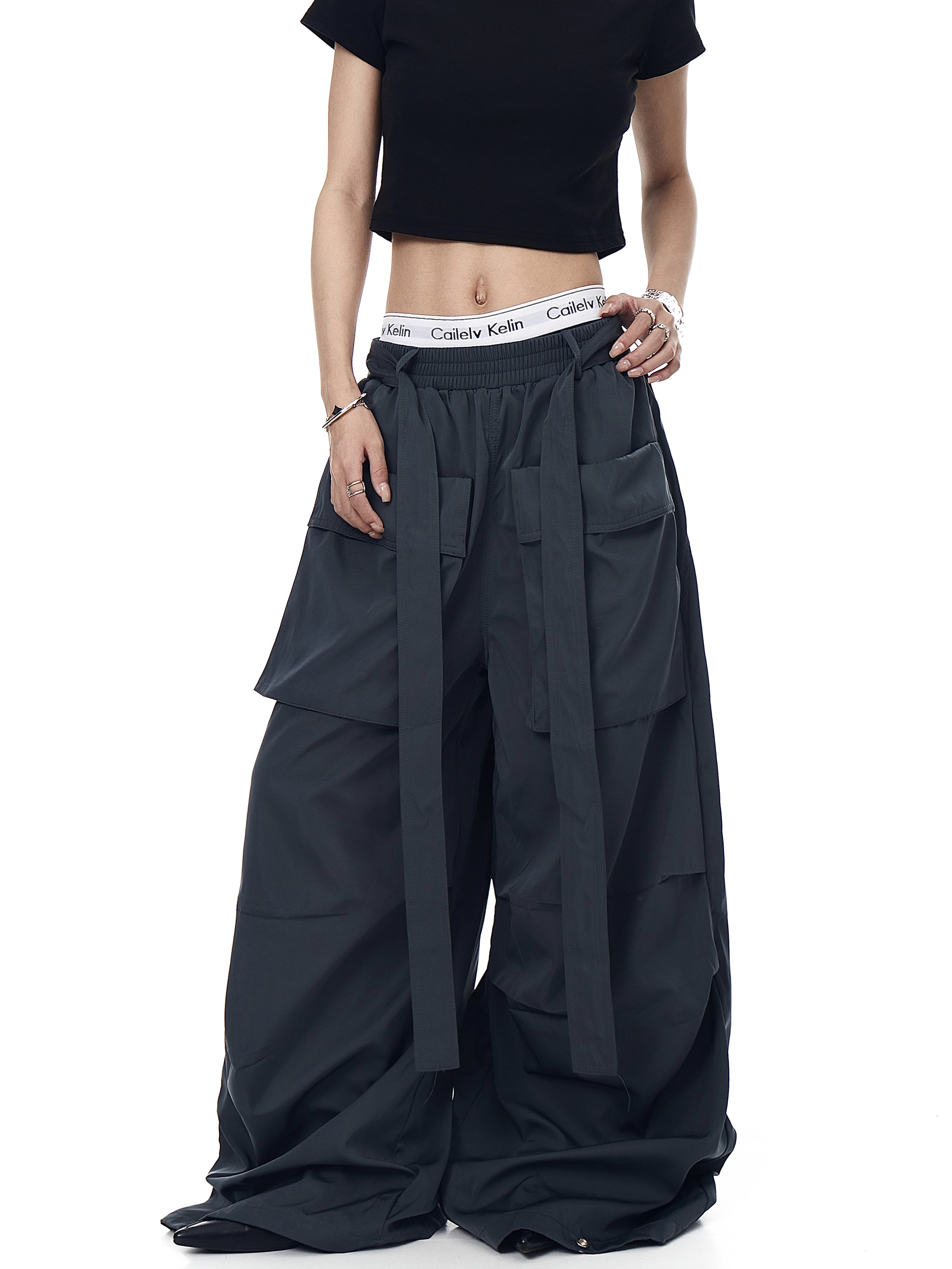Detachable Belt Oversized Pocket Cargo Pants