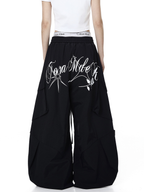 Letter Print Parachute Cargo Pants