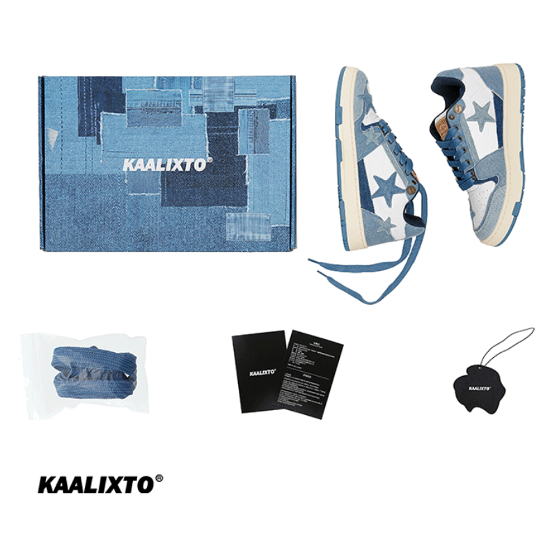 KAALIXTO Blue Denim Star Sneakers