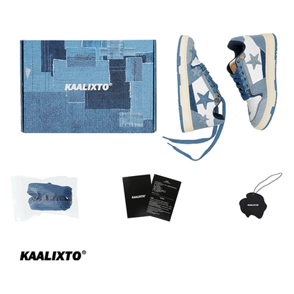 KAALIXTO Blue Denim Star Sneakers