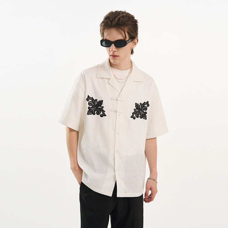 Colorblock Scout Embroidery Oversized Knots Shirt