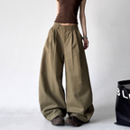 Draped Fit Pleated Wide Leg Trousers
