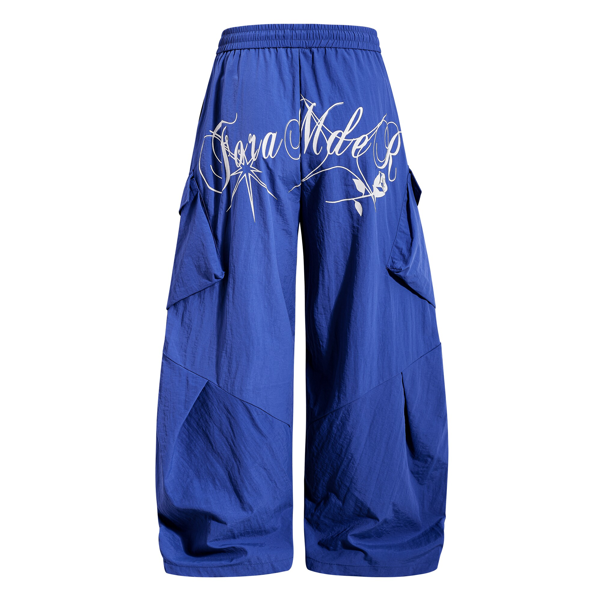 Letter Print Parachute Cargo Pants