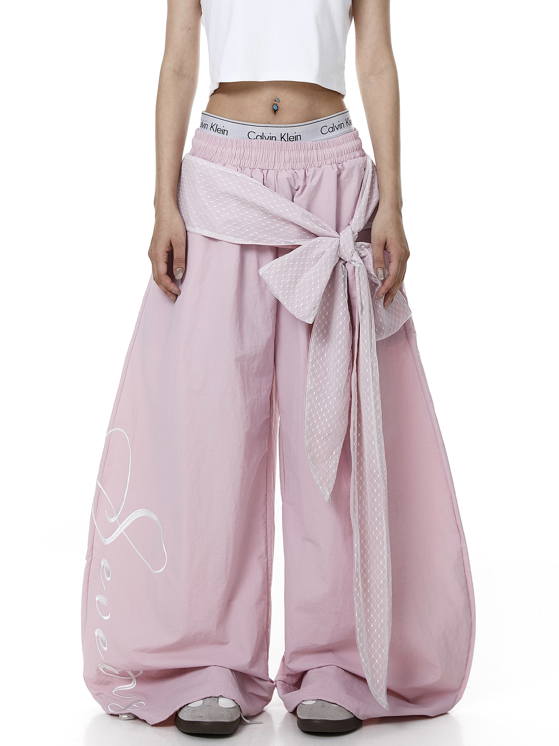 Lace Tie Layered Parachute Pants Main image