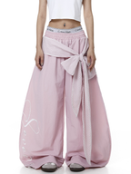 Lace Tie Layered Parachute Pants