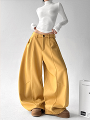 Fleece‑Lined High‑Waist Balloon Wide‑Leg Sweatpants