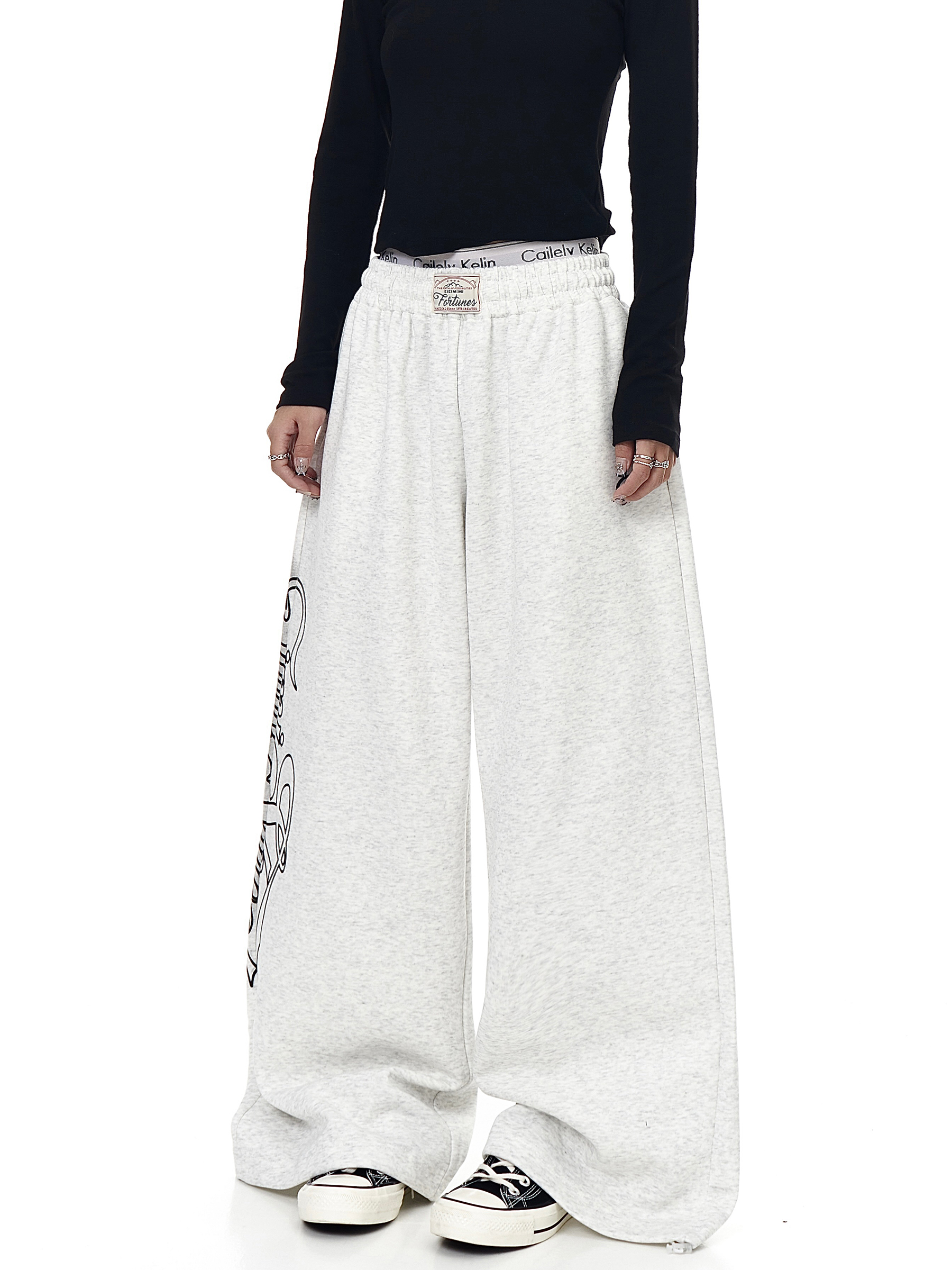 Letter Graphics Wide‑leg Sweatpants