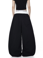 Color-Block Letter Print Parachute Pants