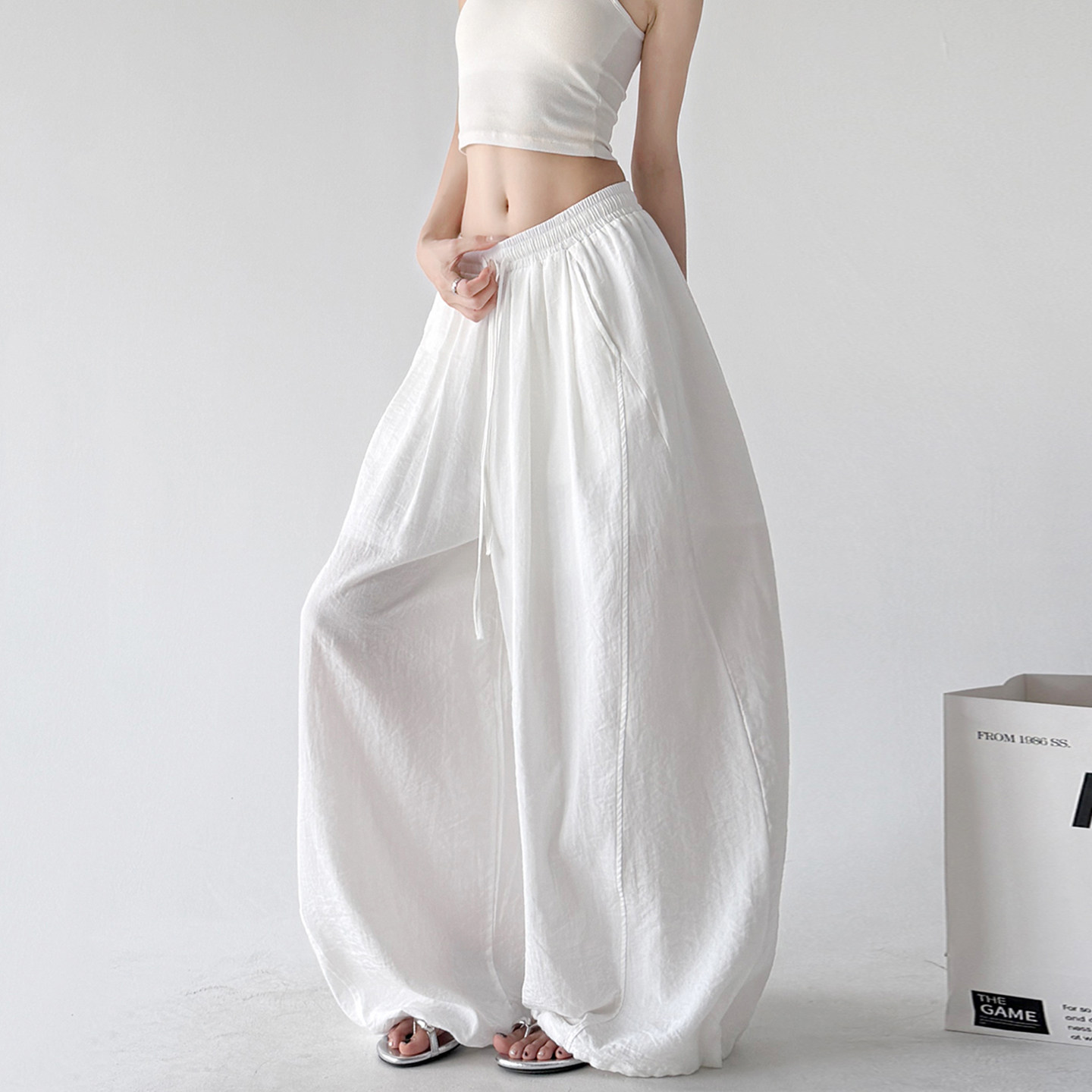 Soft Drape Linen-Blend Wide Leg Pants - CT6234