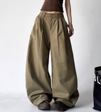 Draped Fit Pleated Wide Leg Trousers