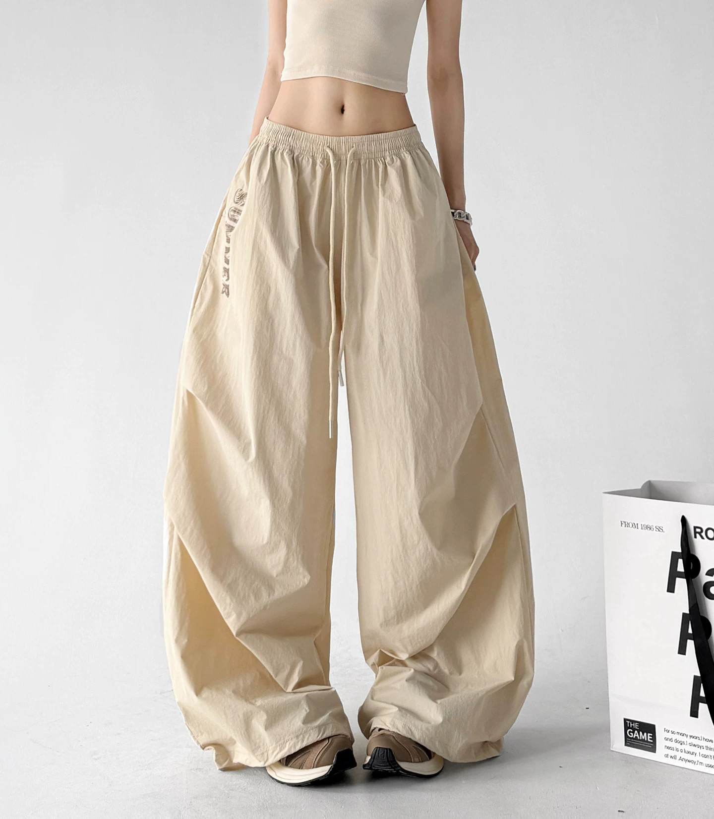 Quick-Dry Wide Leg Parachute Pants - CT66137