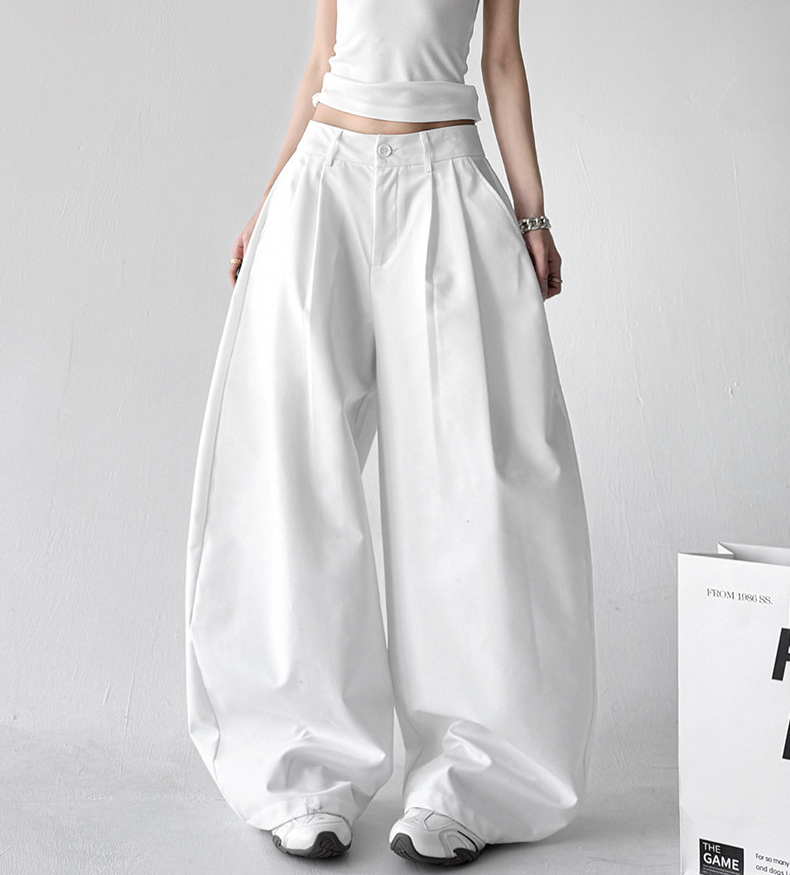 Draped Fit Pleated Wide Leg Trousers