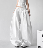 Draped Fit Pleated Wide Leg Trousers