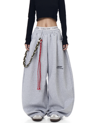Rope‑Belt Baggy Scythe Sweatpants