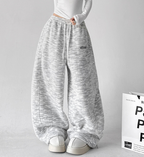 Letter Embroidered Wide-Leg Sweatpants