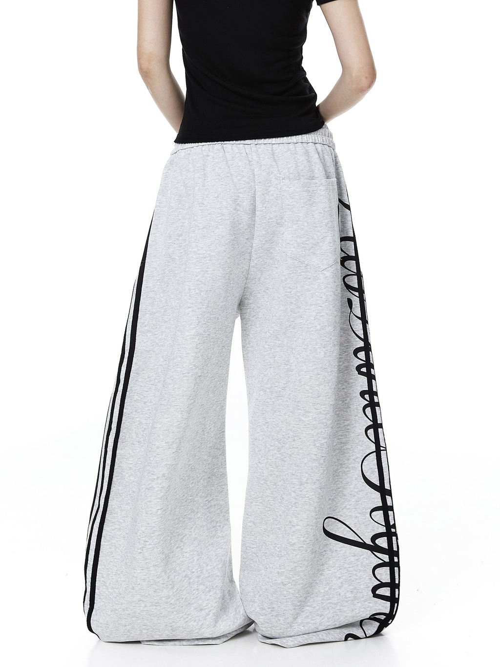 Vintage Letter Print Wide-Leg Sweatpants