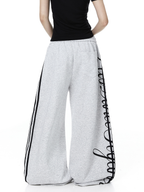Vintage Letter Print Wide-Leg Sweatpants